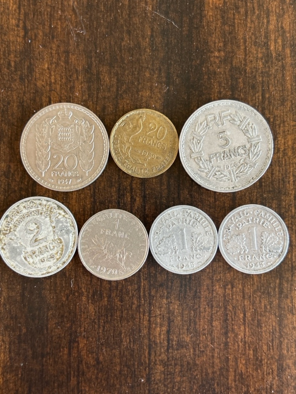 Vintage French Franc Coin Lot